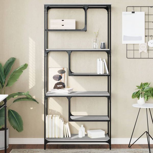 vidaXL Bookcase Grey Sonoma 81x36x176 cm Engineered Wood