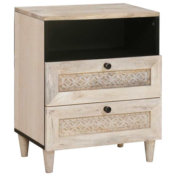 vidaXL Bedside Cabinet Beige 50 x 33 x 62 cm Solid Acacia wood