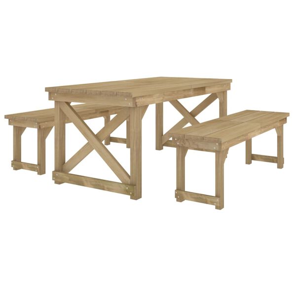 vidaXL 3 Piece Garden Dining Set Impregnated Solid Wood Pine