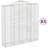 vidaXL Arched Gabion Baskets 5 pcs 200x50x200/220 cm Galvanised Iron