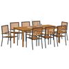 vidaXL Garden Dining Set 9 pcs Black Poly rattan