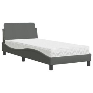 vidaXL Bed with Mattress "Dover" Dark Grey Single Fabric