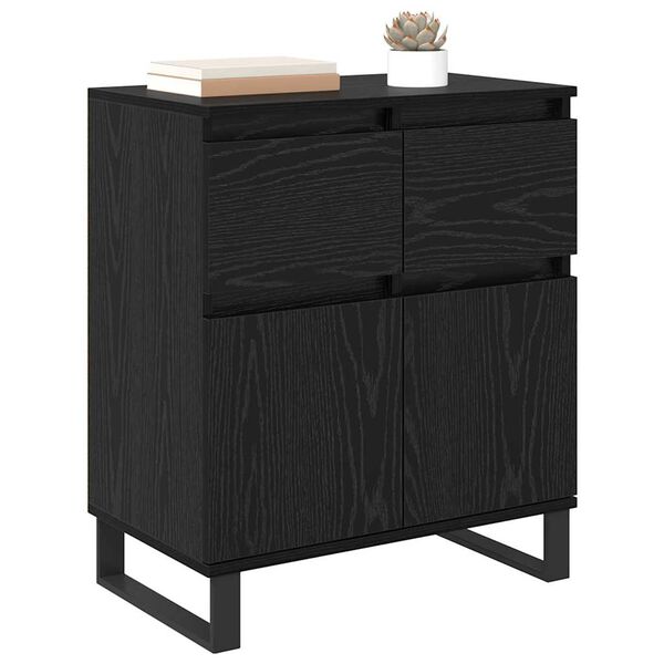 vidaXL Sideboard Black Oak 60 x 35 x 70 cm Engineered Wood and Iron