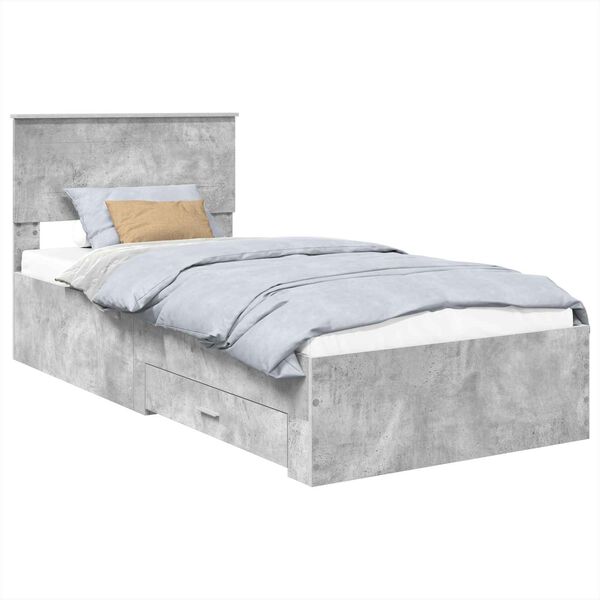 vidaXL Bed Frame Concrete Grey 100 x 200 cm Engineered Wood