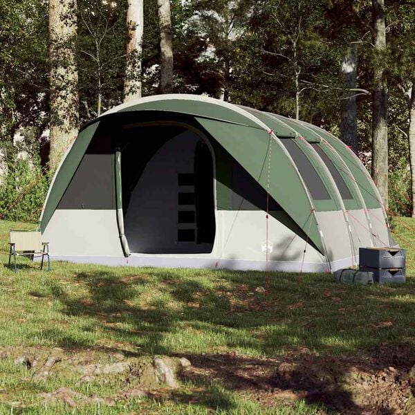 vidaXL Family Tent Tunnel 7-Person Green Waterproof