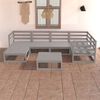 vidaXL 7 Piece Garden Lounge Set Grey Solid Wood Pine