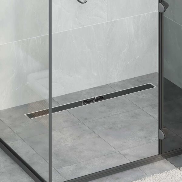 vidaXL Shower Drain Glass Cover with 360&deg; Siphon Black 90 cm