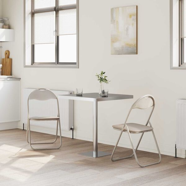 vidaXL Folding Chair 2 pcs Sand 48 x 43.5 x 81 cm Faux Leather