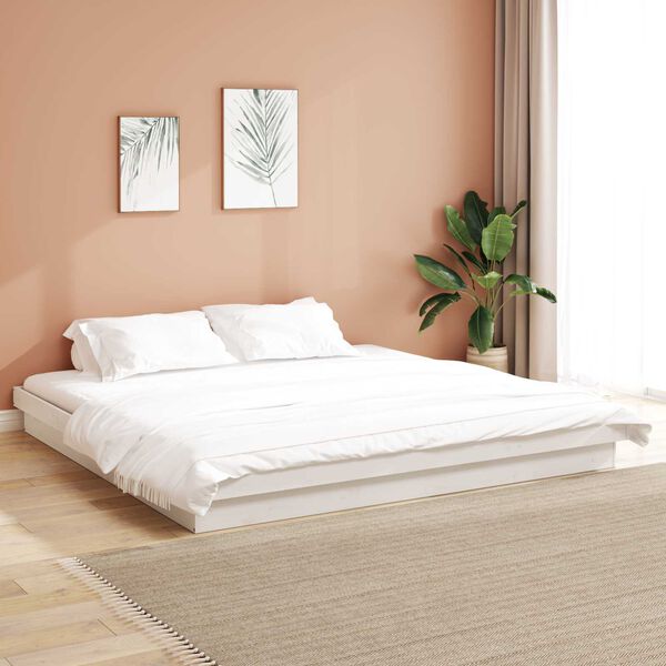 vidaXL Bed Frame without Mattress White Solid Wood 200x200 cm