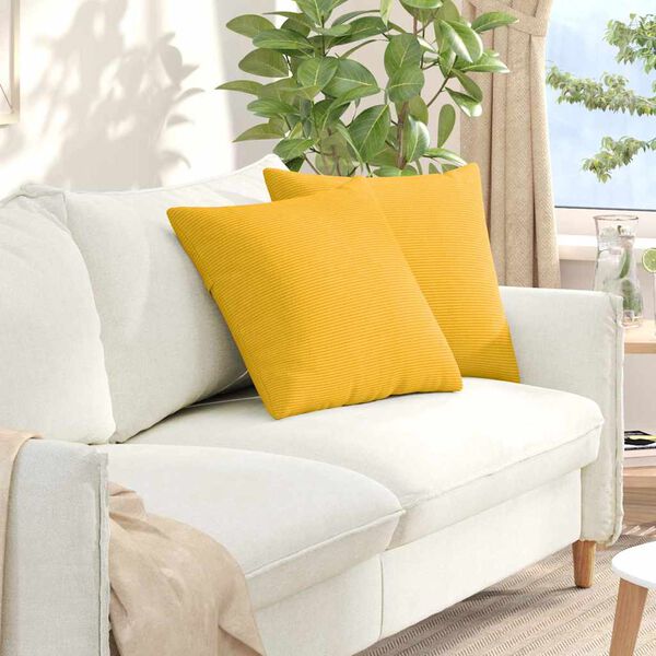 vidaXL Sofa Pillows 2 pcs Light Yellow 50 x 50 cm Corduroy Fabric
