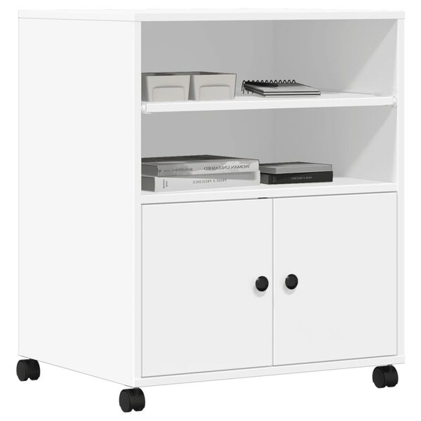 vidaXL Printer Stand with Wheels White 60x48x74 cm