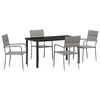vidaXL Garden Dining Set with Cushion 5 pcs Grey Poly Rattan