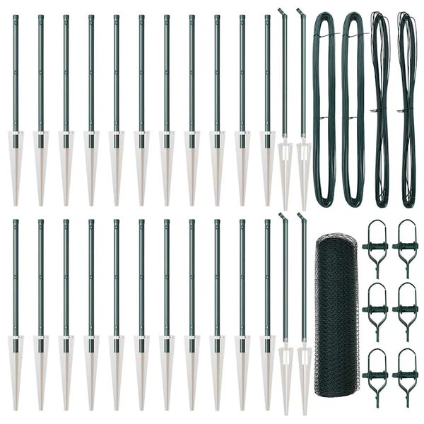 vidaXL Fence Post Green 50 x 0.6 m (25 mm mesh) Steel and PVC