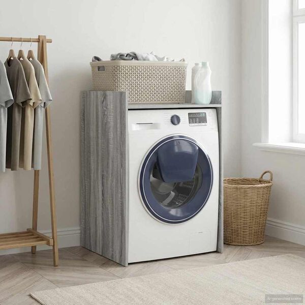 vidaXL Wash Machine Cabinet with Storage Grey Sonoma 67.5 x 62 x 97 cm