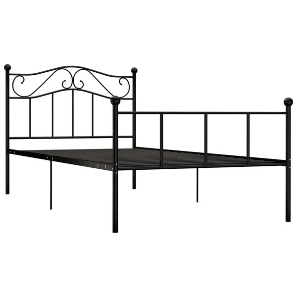 vidaXL Bed Frame without Mattress Black Metal 100x200 cm