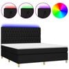 vidaXL Box Spring Bed with Mattress&LED Black 180x200 cm Fabric