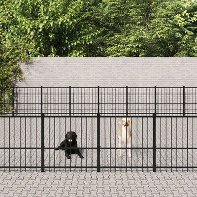 vidaXL Outdoor Dog Kennel Steel 84.68 m²