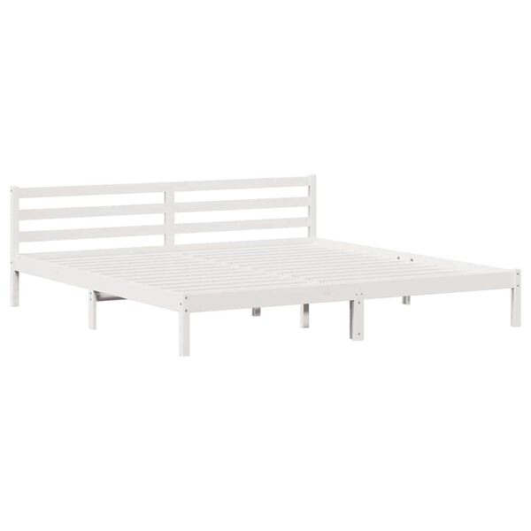 vidaXL Bed Frame White 225.5 x 205.5 x 69.5 cm Solid Pine Wood