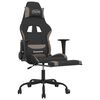 vidaXL Massage Gaming Chair with Footrest Black and Taupe Fabric