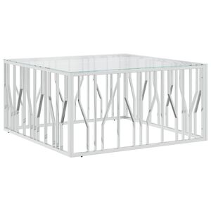 vidaXL Coffee Table 100x100x50 cm Stainless Steel and Glass