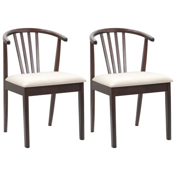 vidaXL Dining Chair 2 pcs Light Brown and Light Solid Rubberwood