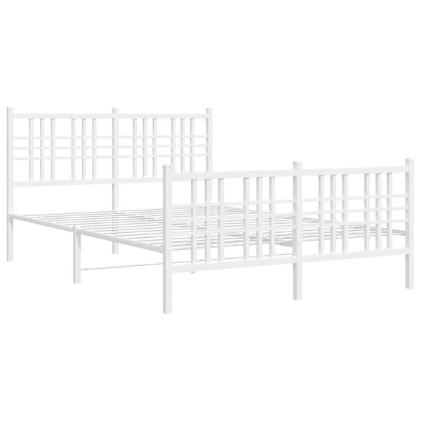 vidaXL Metal Bed Frame without Mattress with Footboard White 120x190cm