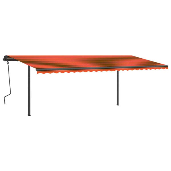 vidaXL Manual Retractable Awning with LED 6x3 m Orange and Brown