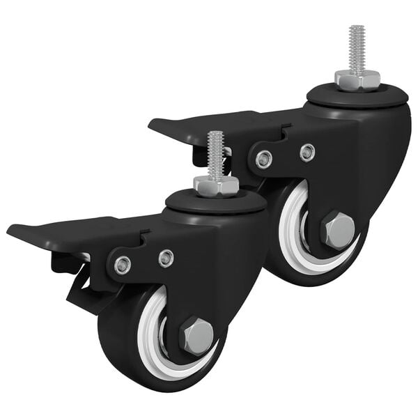 vidaXL Casters 2 pcs Black M6 x 1.5 mm Iron and Nylon