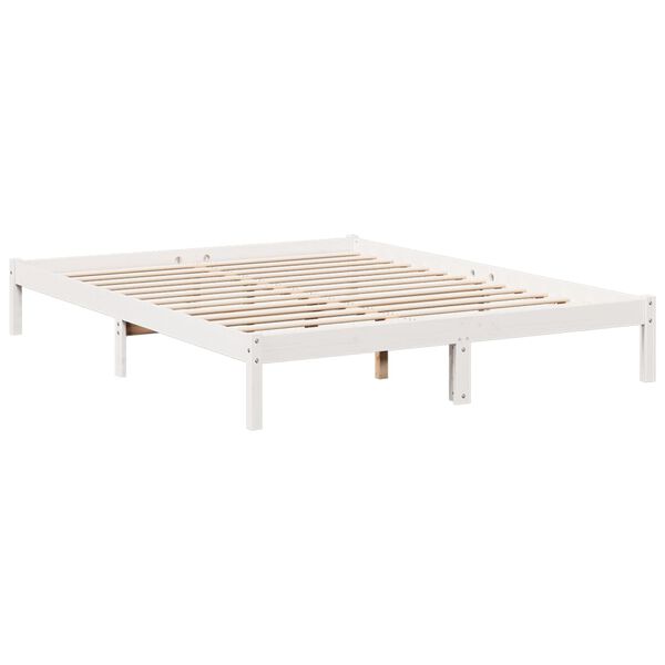 vidaXL Extra Long Bed Frame without Mattress White 140x210 cm Solid Wood Pine