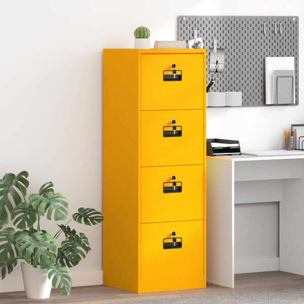vidaXL File Cabinet with Drawer Mustard Yellow 45.5 x 42 x 139 cm