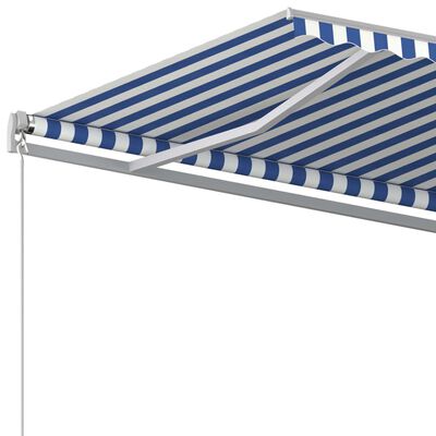 vidaXL Automatic Retractable Awning with Posts 5x3 m Blue&White
