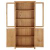vidaXL Bookcase with 4 Doors 80x35x180 cm Solid Oak Wood and Glass