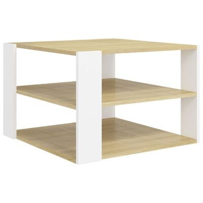 vidaXL Coffee Table Sonoma Oak and White 60x60x40 cm Engineered Wood