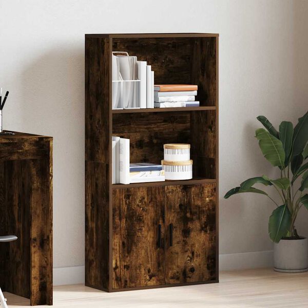 vidaXL Bookcase Smoked Oak 60x24x120 cm Engineered Wood