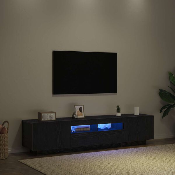 vidaXL TV Cabinet Set 2 pcs Black 180 x 35 x 40 cm Engineered Wood