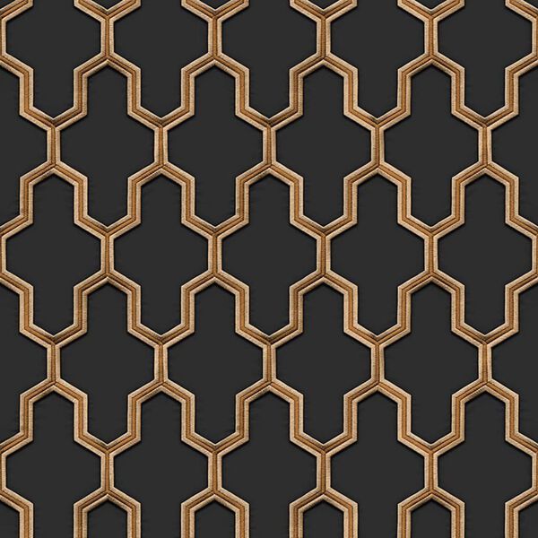 DUTCH WALLCOVERINGS Wallpaper Geometric Black and Gold
