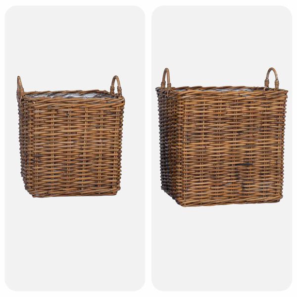 vidaXL Planter Basket with Storage 2 pcs Brown Lacak Rattan