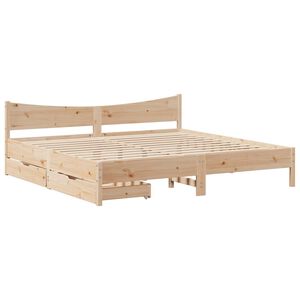 vidaXL Bed Frame with Drawers 180x200 cm Super King Solid Wood Pine