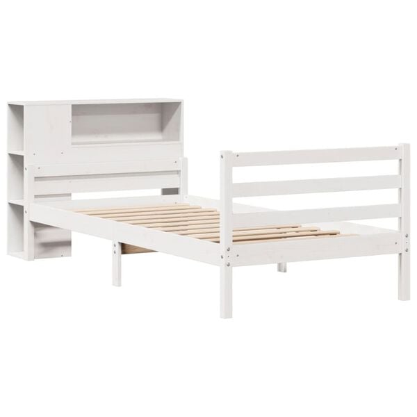 vidaXL Bookcase Bed without Mattress White 90x200 cm Solid Wood Pine