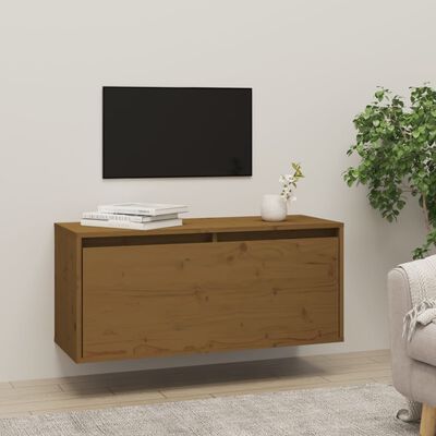 vidaXL Wall Cabinet Honey Brown 80x30x35 cm Solid Wood Pine