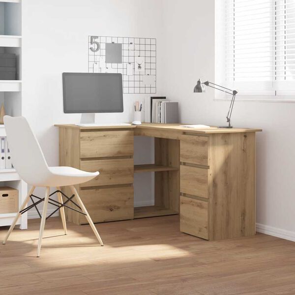 vidaXL Corner Desk Artisan Oak 145x100x76 cm Engineered Wood