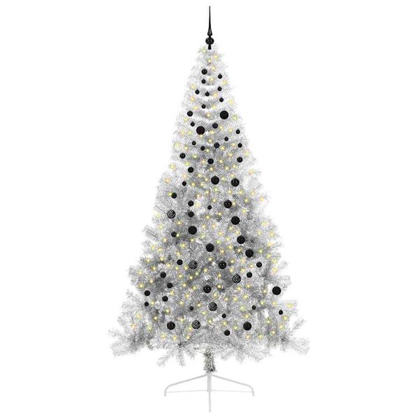 vidaXL Artificial Pre-lit Christmas Tree Silver 240 cm PET