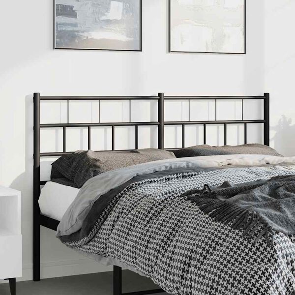 vidaXL Metal Headboard Black 150 cm
