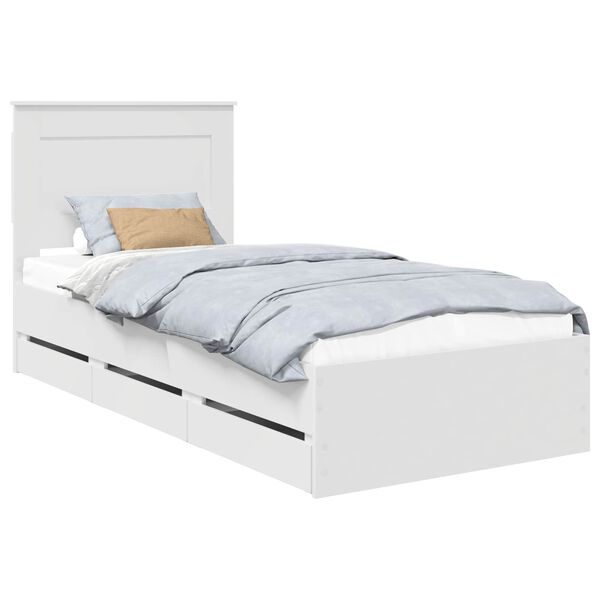vidaXL Bed Frame with Drawer White 75 x 190 cm Engineer Wood