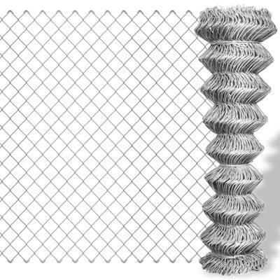 vidaXL Chain Link Fence Galvanised Steel 15x1.25 m Silver