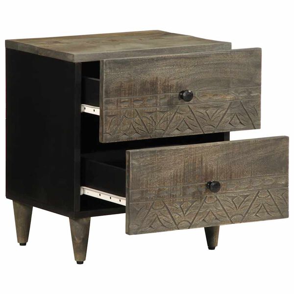 vidaXL Bedside Cabinet Light Grey 40x33x46 cm Solid Wood Mango