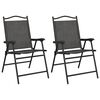vidaXL Folding Chairs 2 pcs Melange Grey Steel and Textilene