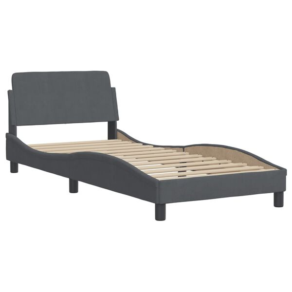 vidaXL Bed with Mattress "Dover" Dark Grey Single Velvet