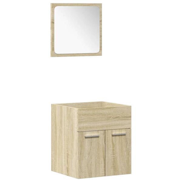 vidaXL 4 Piece Bathroom Furniture Set Sonoma Oak Engineered Wood