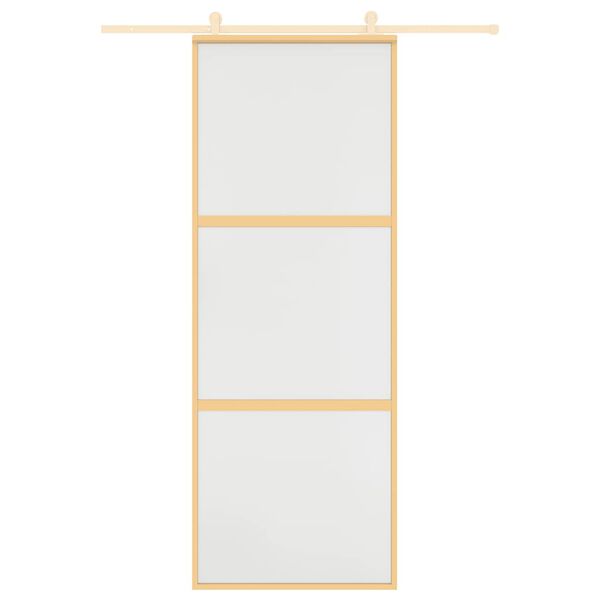 vidaXL Sliding Door Gold 76x205 cm Frosted ESG Glass and Aluminium